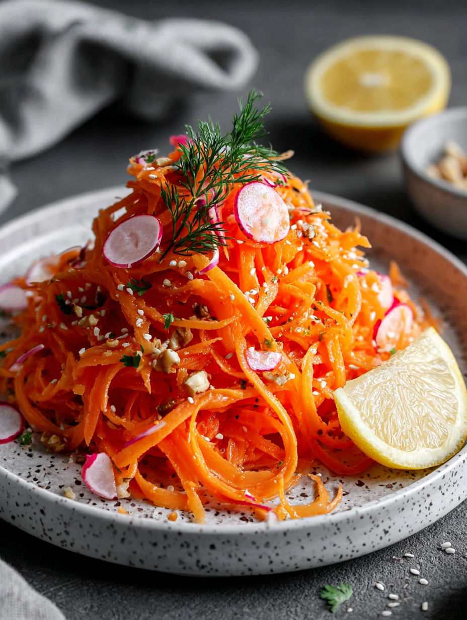 A plate of food with a lemon wedge on top.