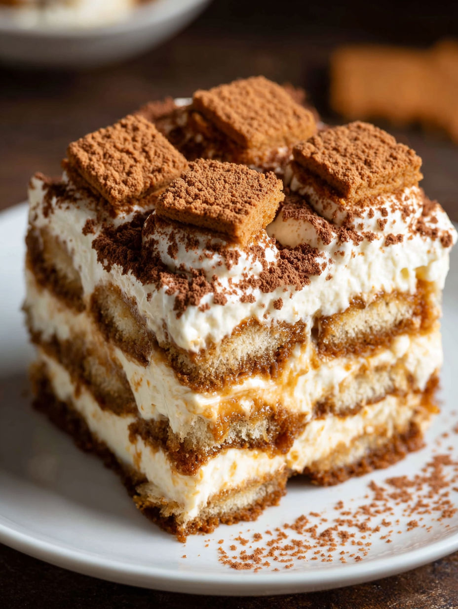 A slice of cake with chocolate and white frosting.