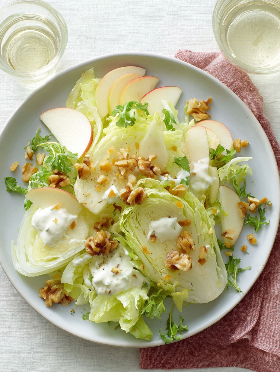 A plate of food with lettuce and nuts.