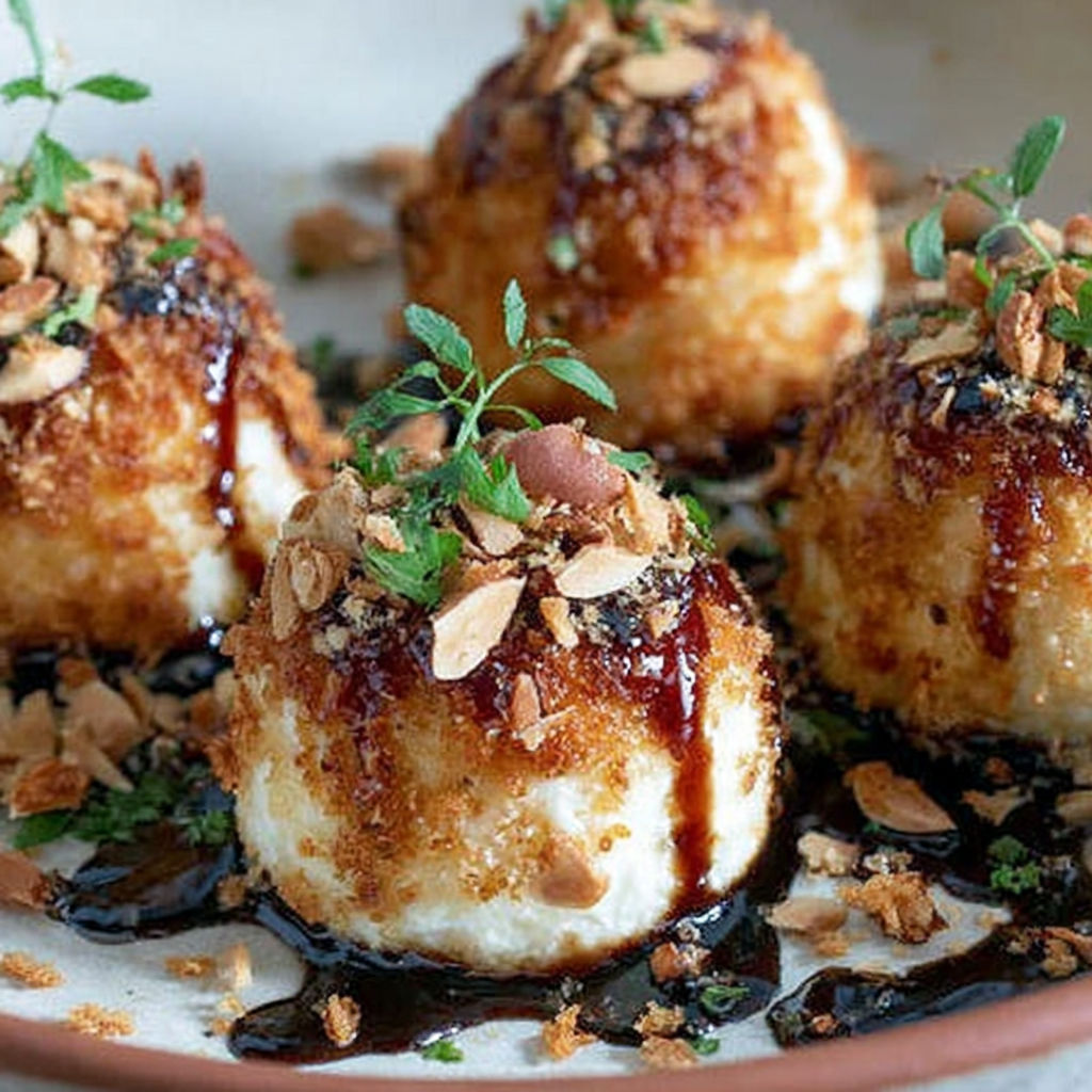 Parmesan creme balls with white balsamico.