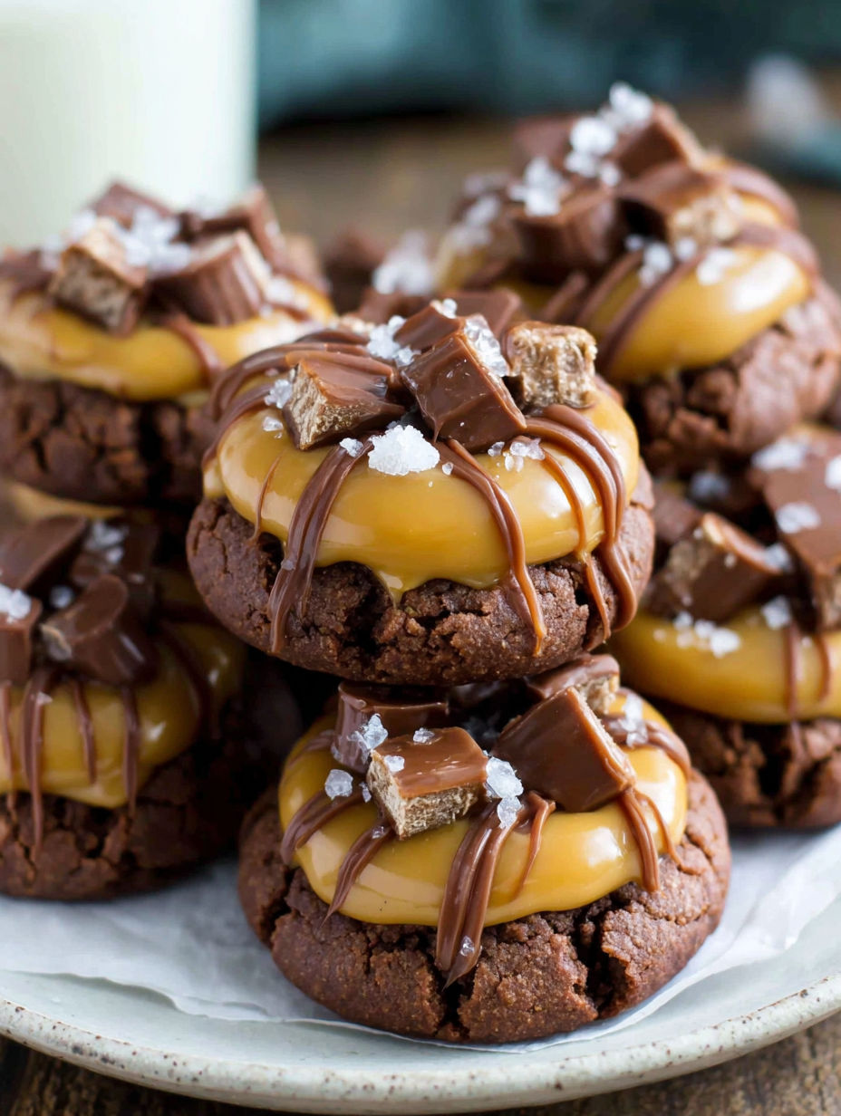 Chocolate and caramel cookies.