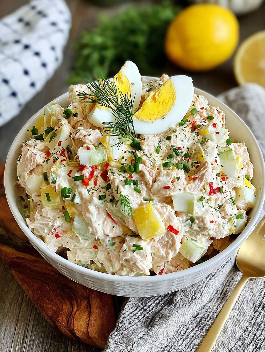A bowl of food with a lemon on top.