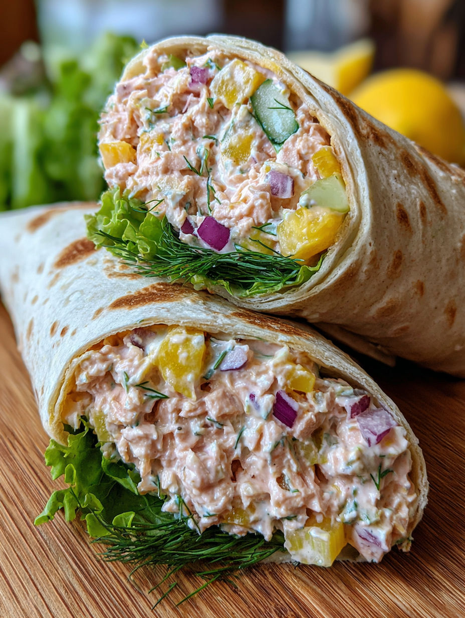 A wrap with fish and vegetables.