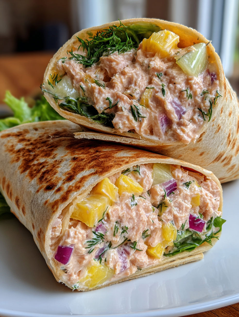 A wrap with pineapple and onions.