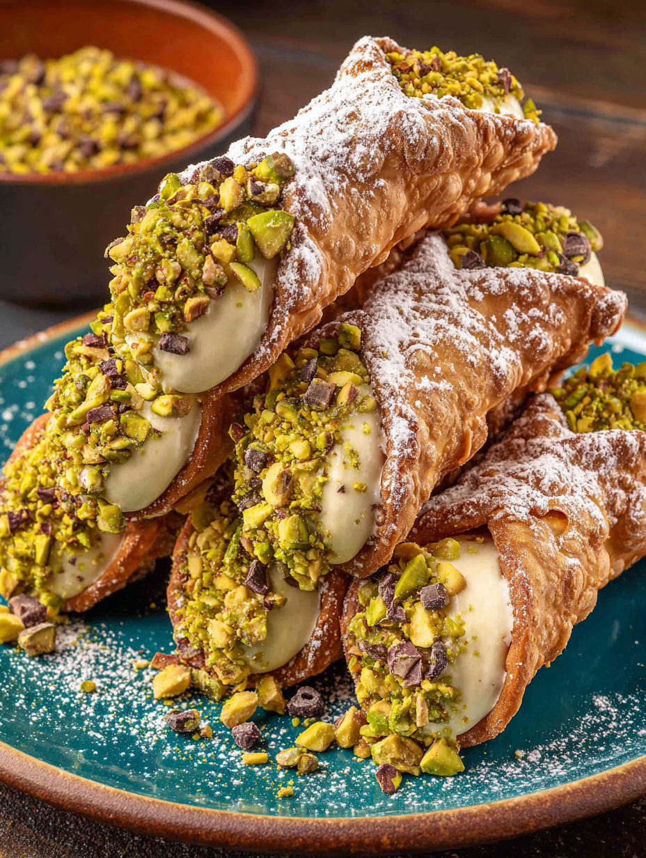 A stack of pastries with white icing and nuts.