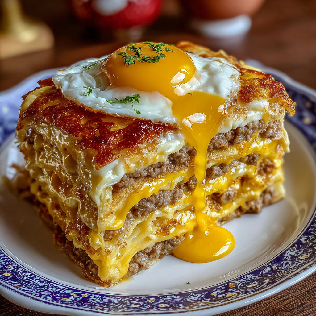 A plate of food with a fried egg on top.