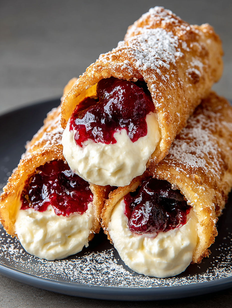 A pastry with jelly and whipped cream.