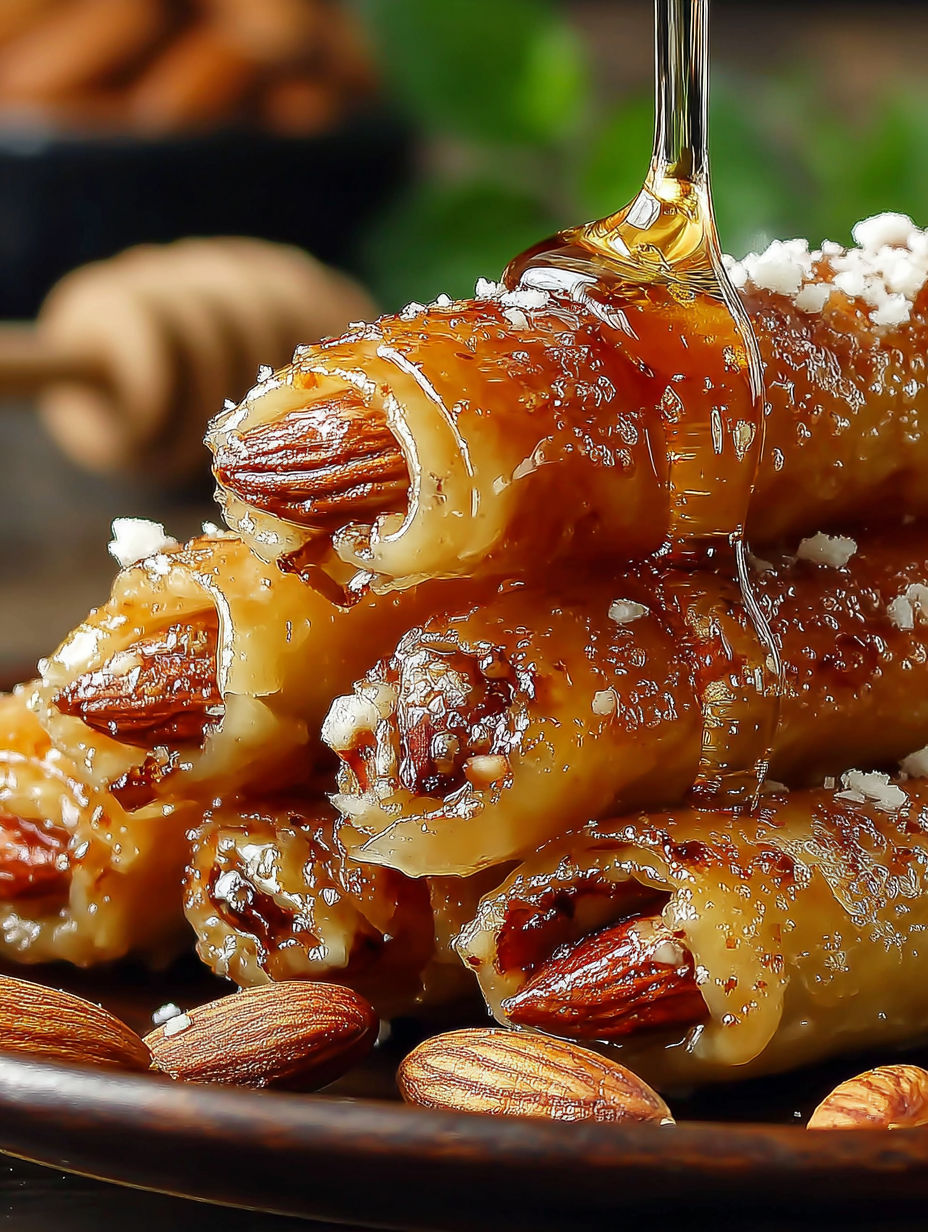 A plate of Moroccan honey almond cigars.