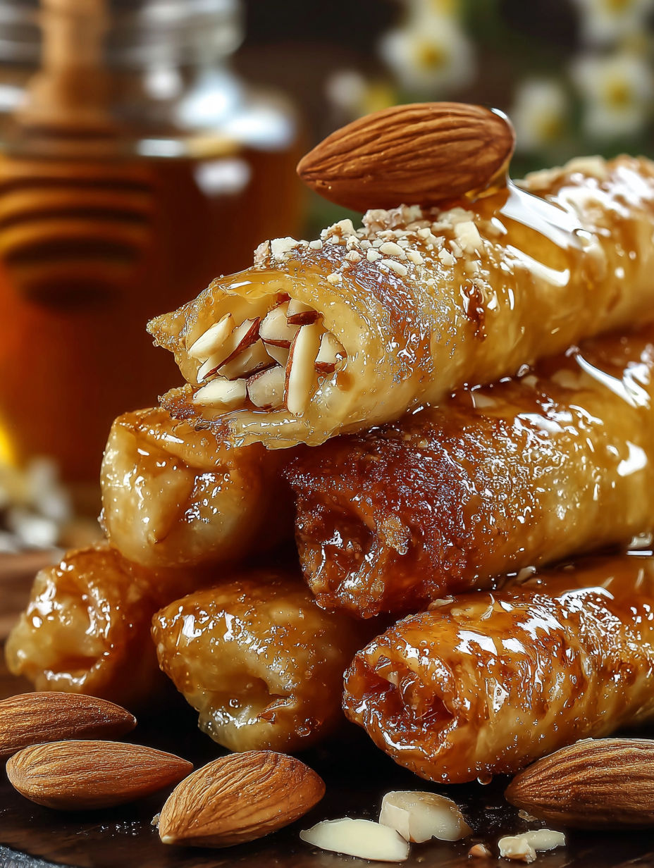 A stack of Moroccan honey almond cigars.