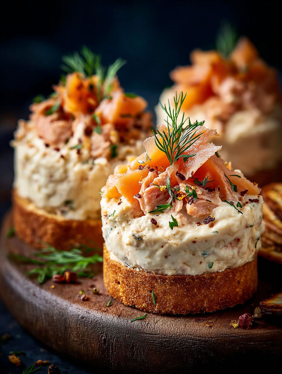 A close up of a food item with a garnish on top.