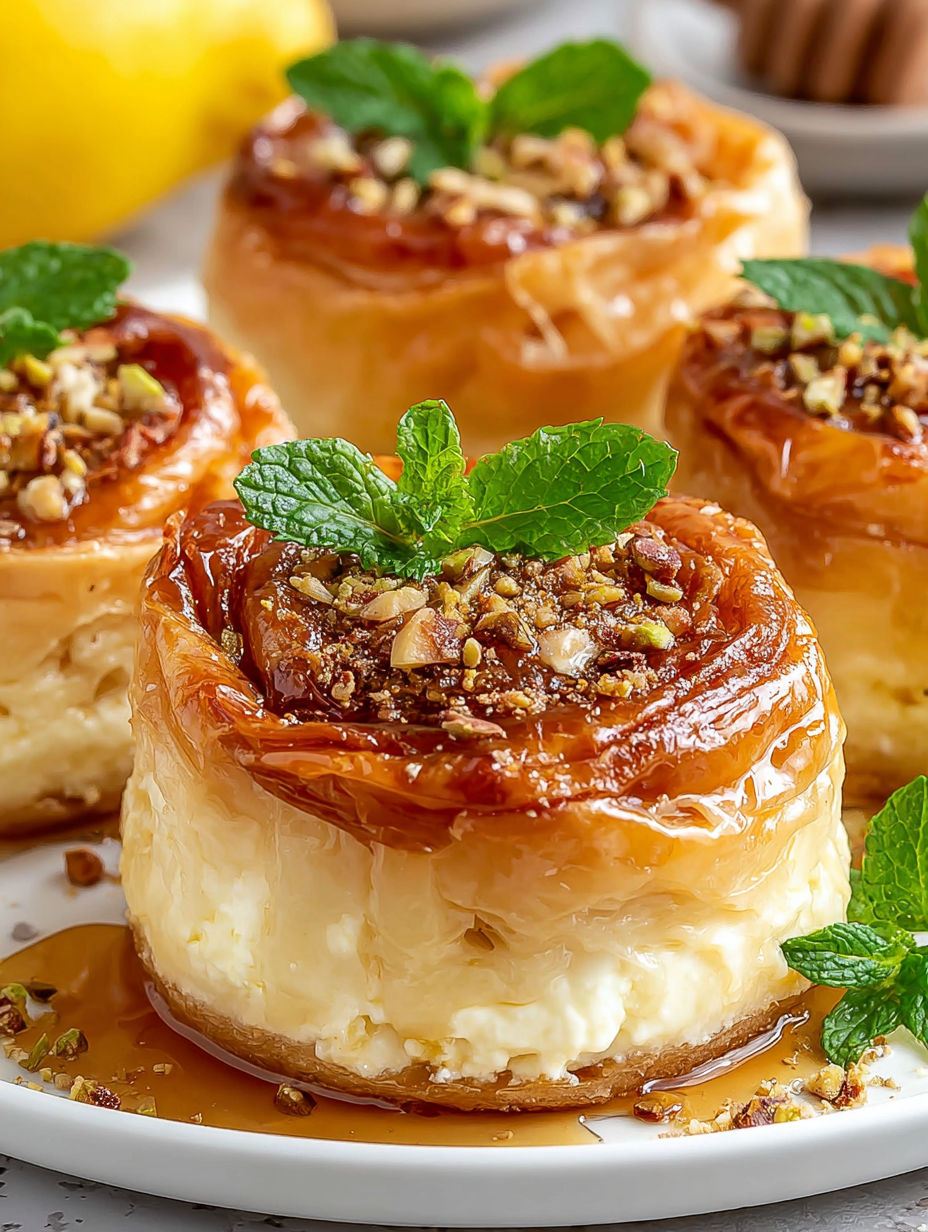 A pastry with a mint leaf on top.