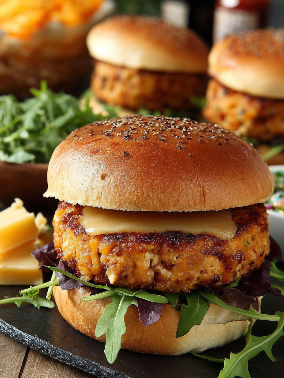 A burger with lettuce and cheese.