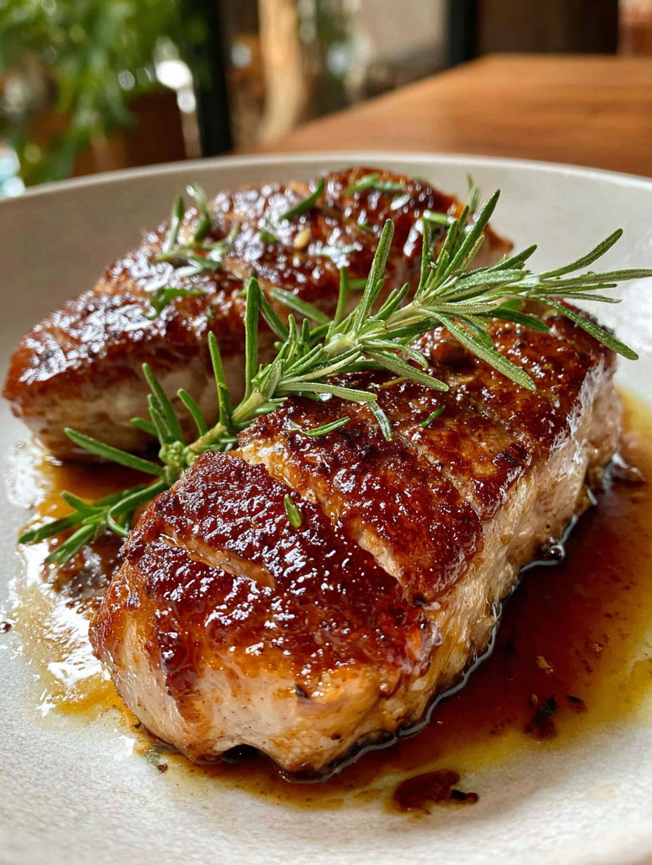 A piece of meat with herbs on it.