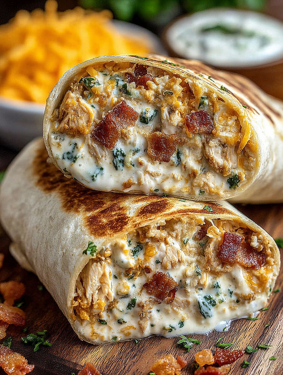 A crunchy bacon ranch wrap on a table.