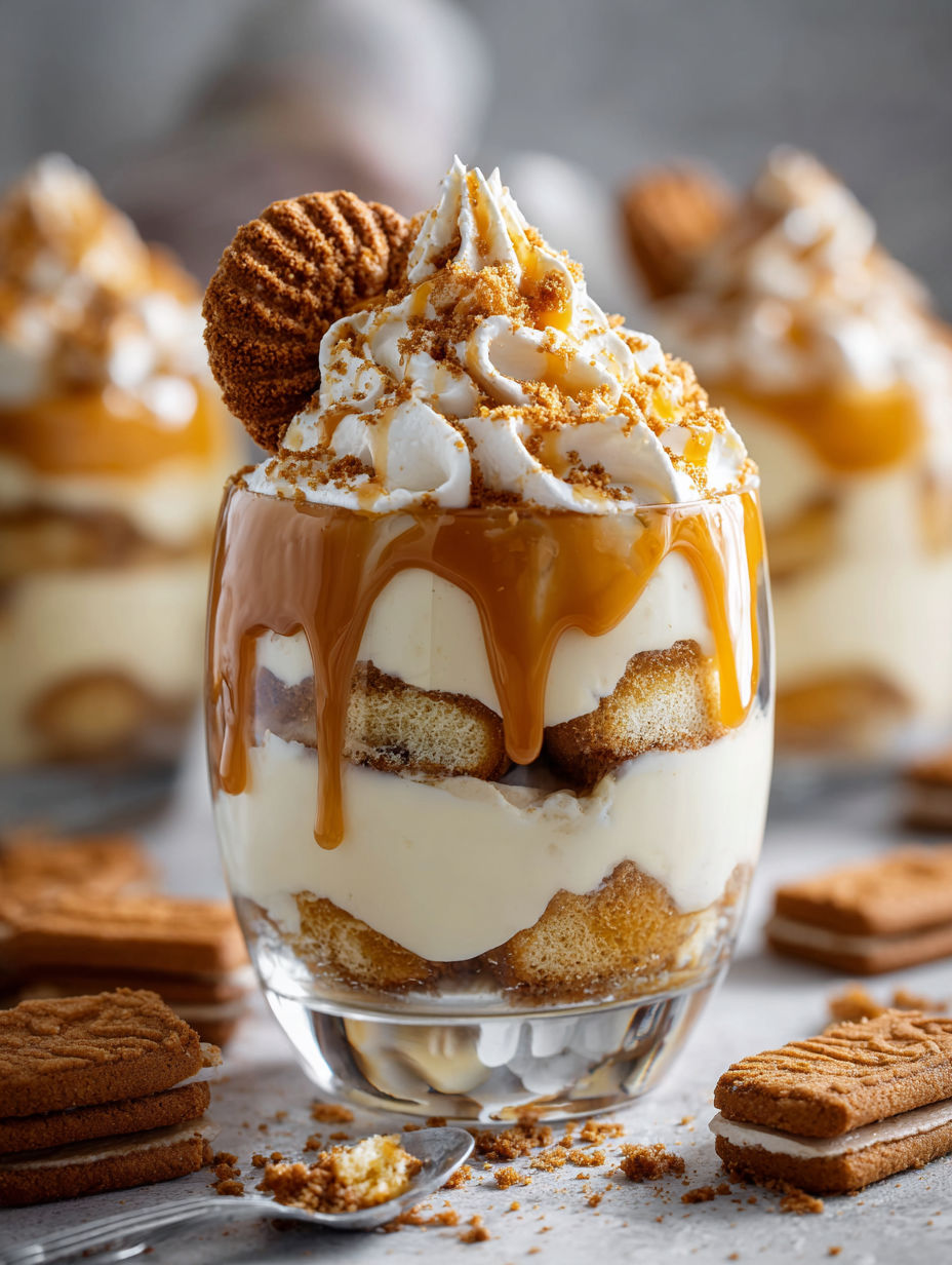 A glass of ice cream with a cookie on top.