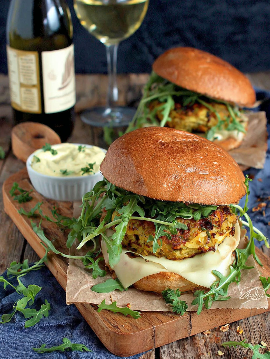 Two sandwiches with greens on a table.