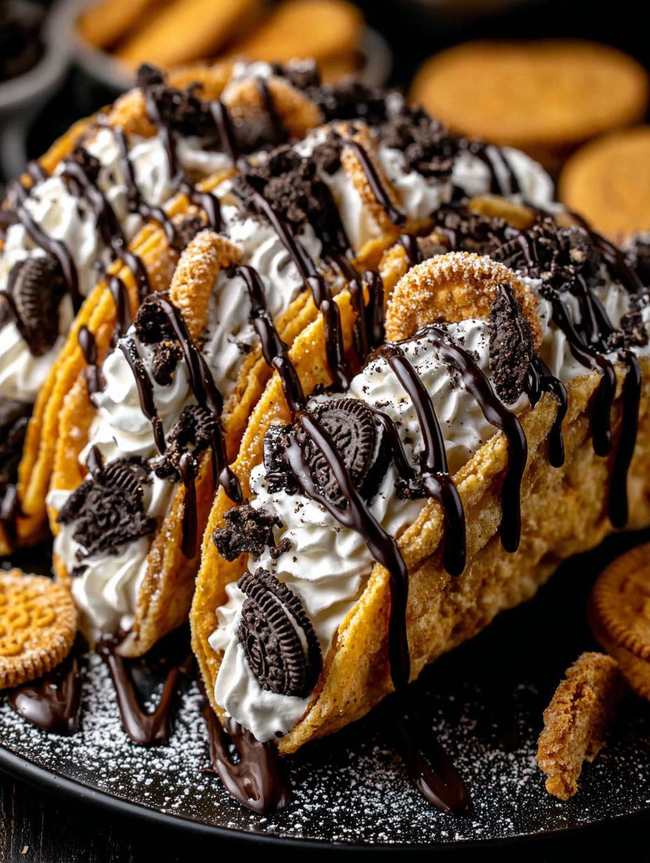 A dessert with chocolate and white icing.