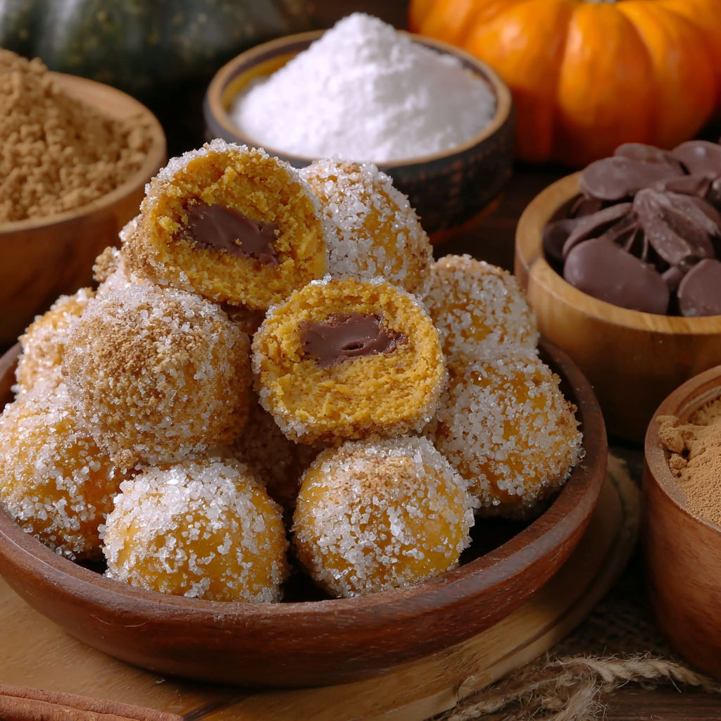 A bowl of pumpkin pie cheesecake truffles.