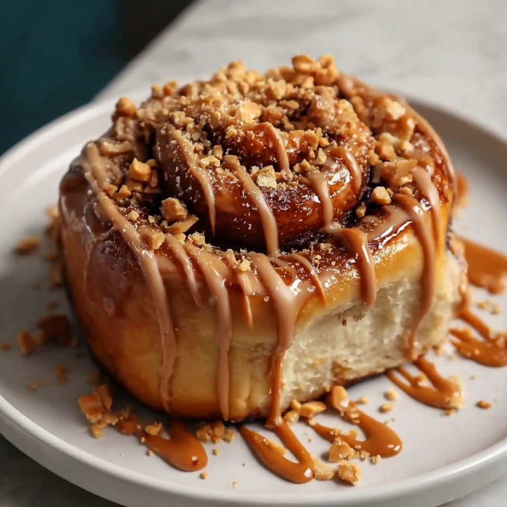 A plate of cinnamon rolls with icing.