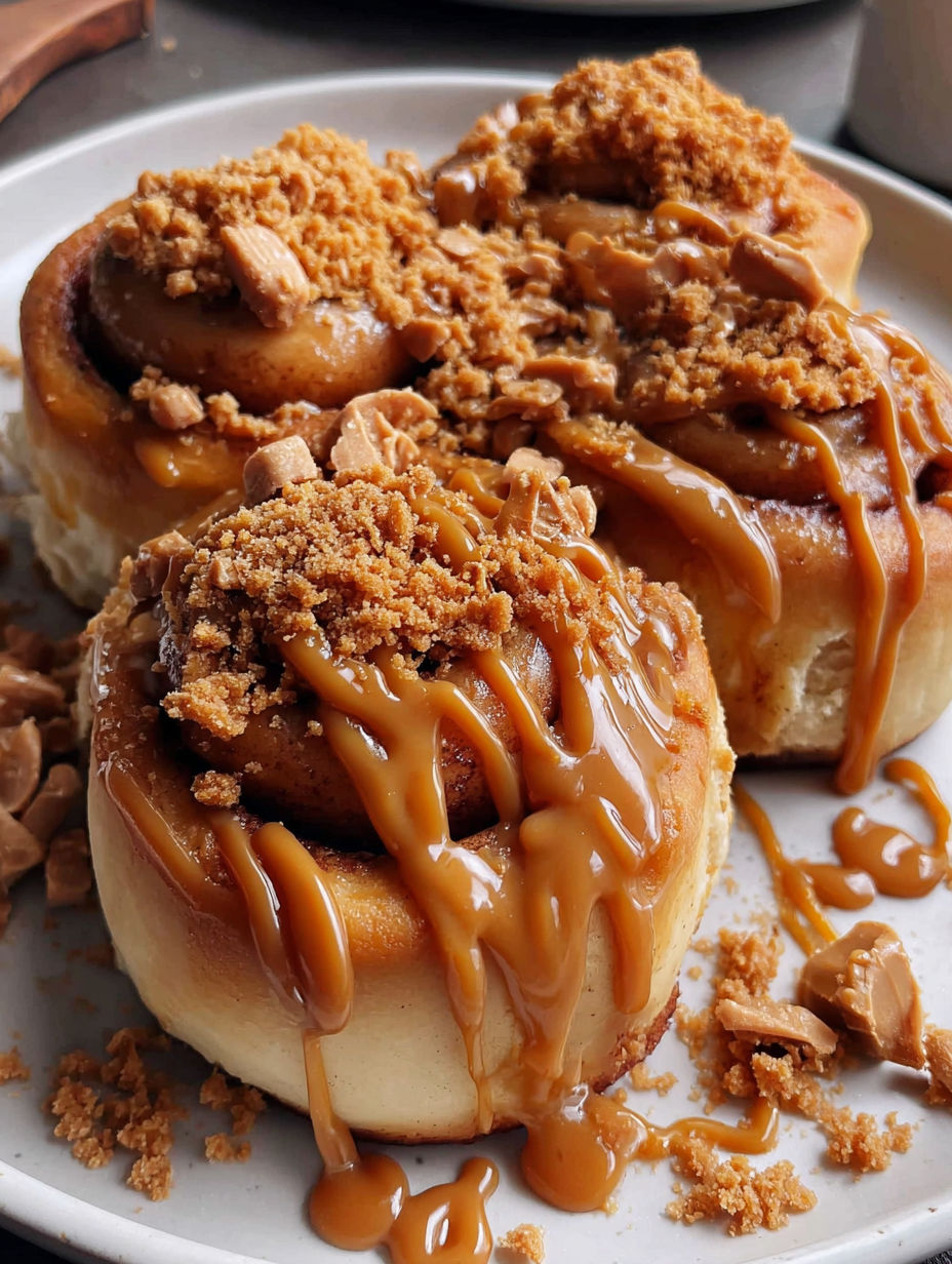 A plate of cinnamon rolls with icing.