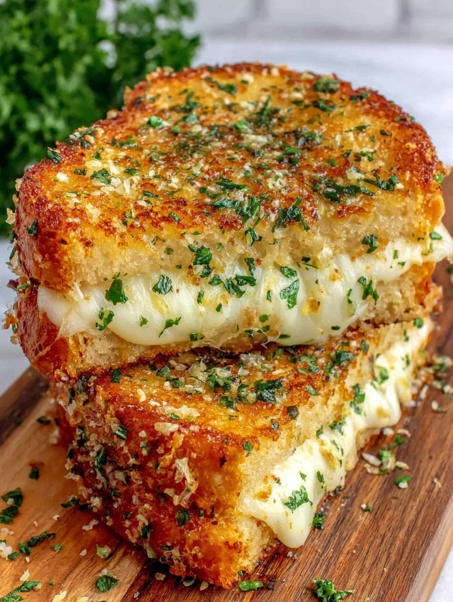 A close up of a grilled cheese sandwich.