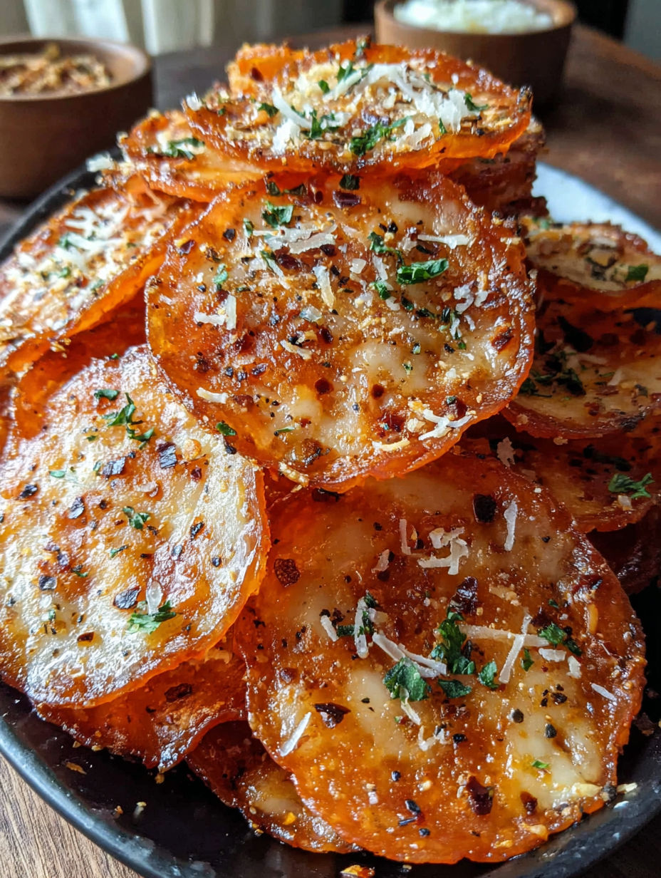 A bowl of pepperoni cheese crisps.