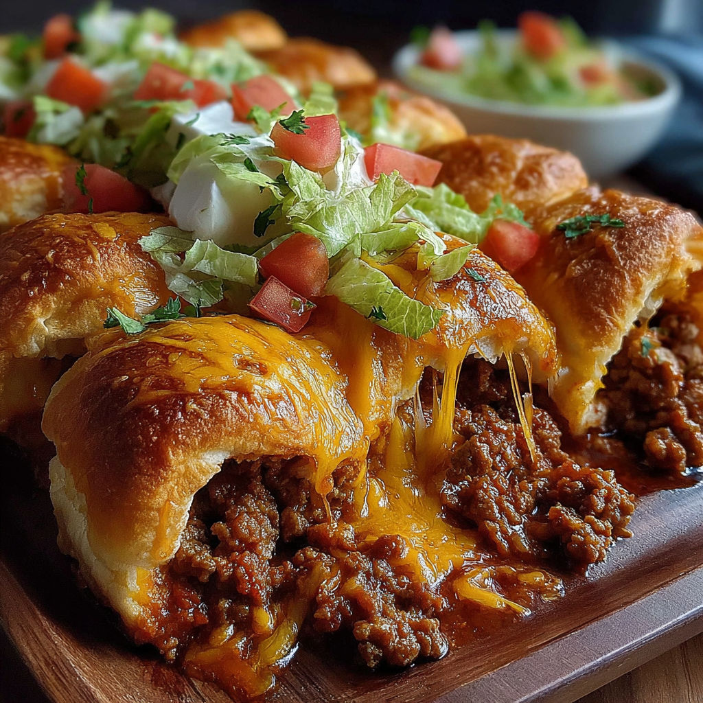 A delicious meal of Pillsbury Crescent Roll Taco Bake.