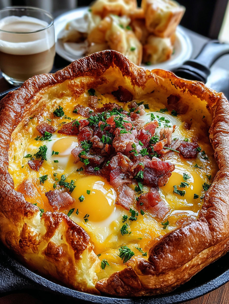 A savory cheddar and bacon Dutch baby.