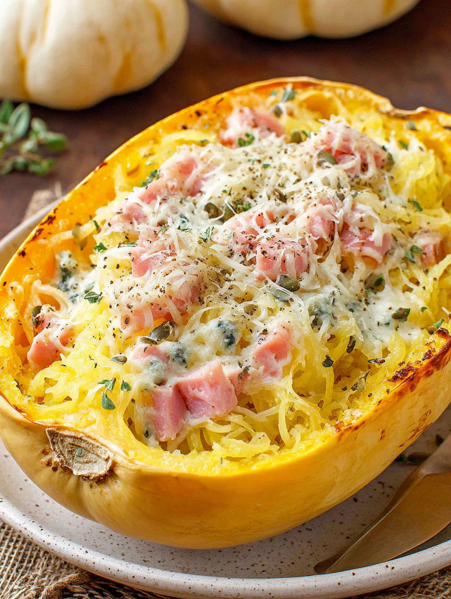 A dish of spaghetti squash with meat on top.