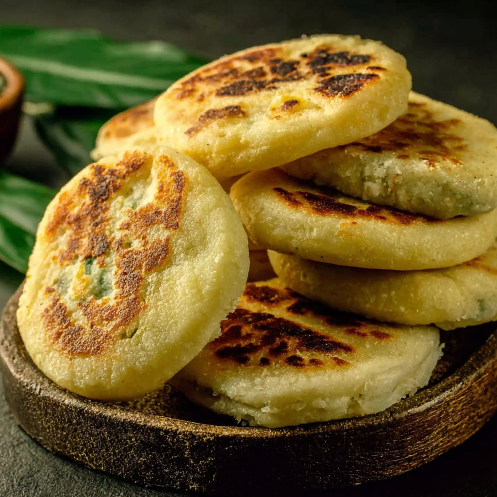 A stack of pancakes on a plate.