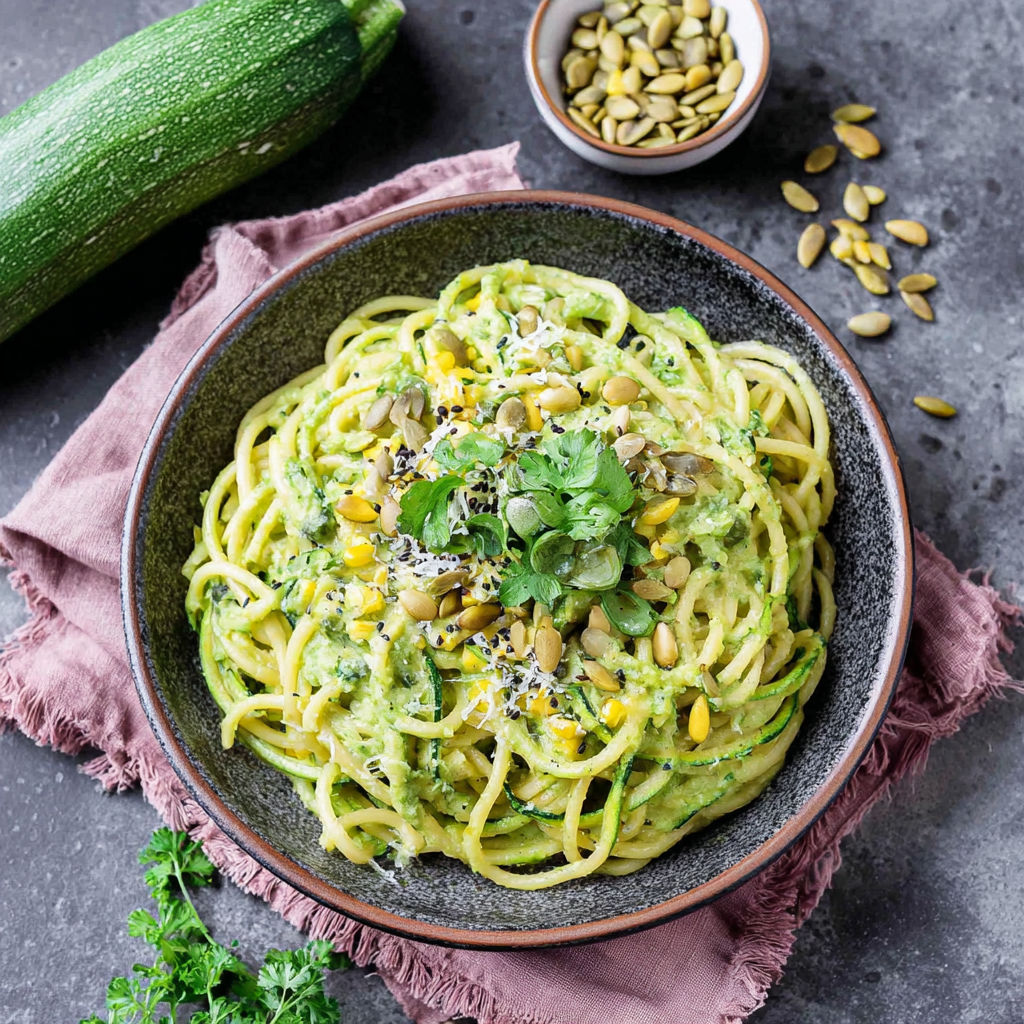 A bowl of pasta with corn and pine nuts.