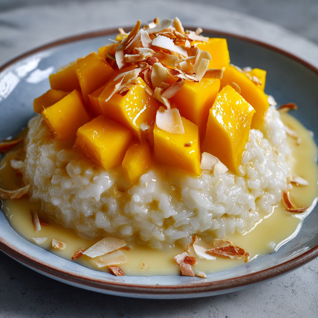 A plate of mango sticky rice.