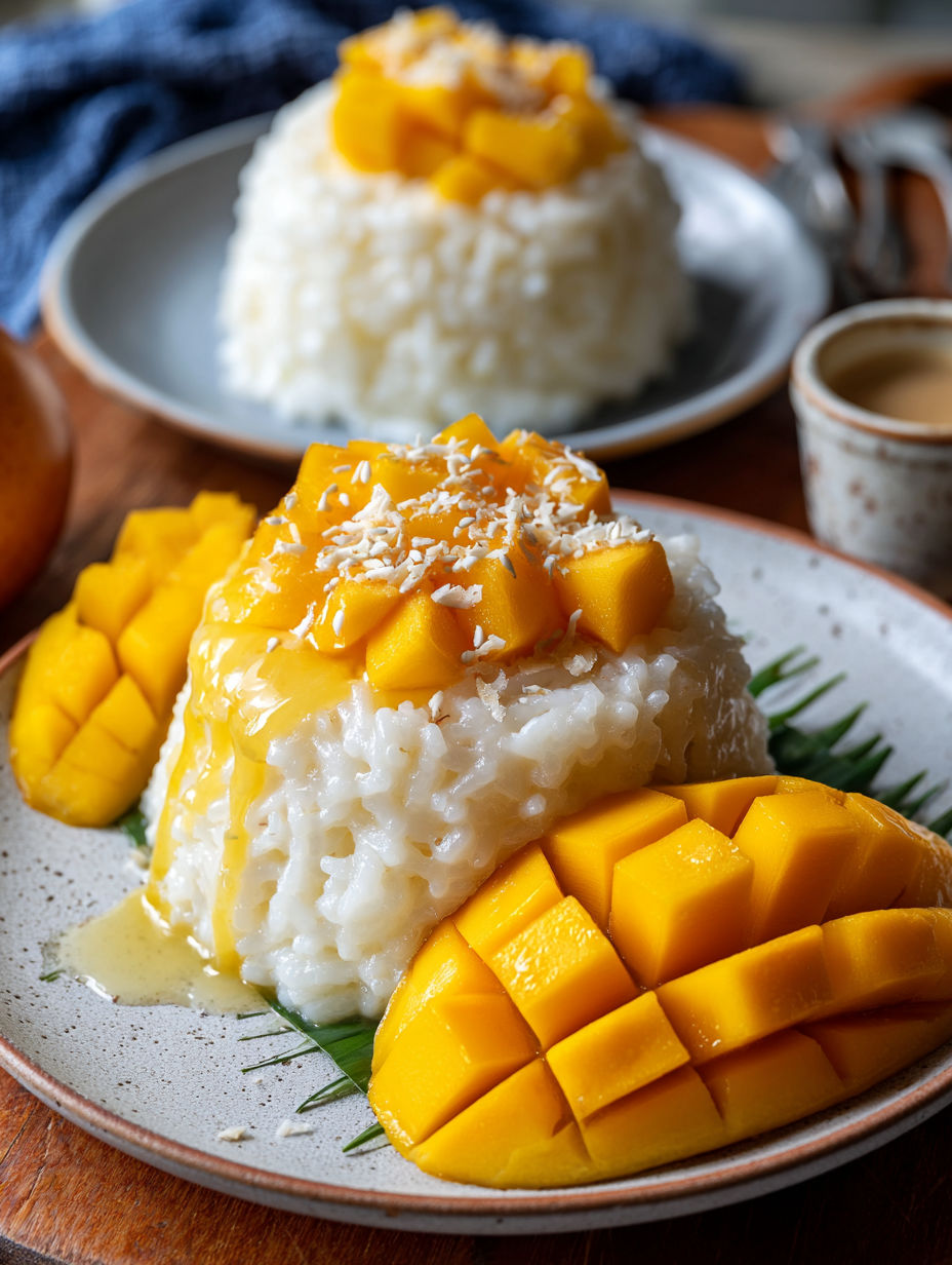 A plate of mango sticky rice.