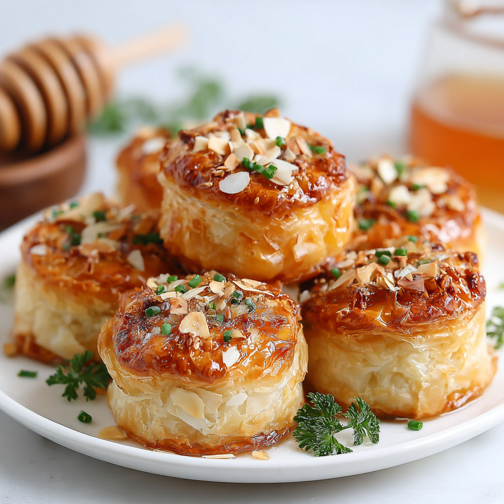 A plate of Phyllo Gruyere Bites.