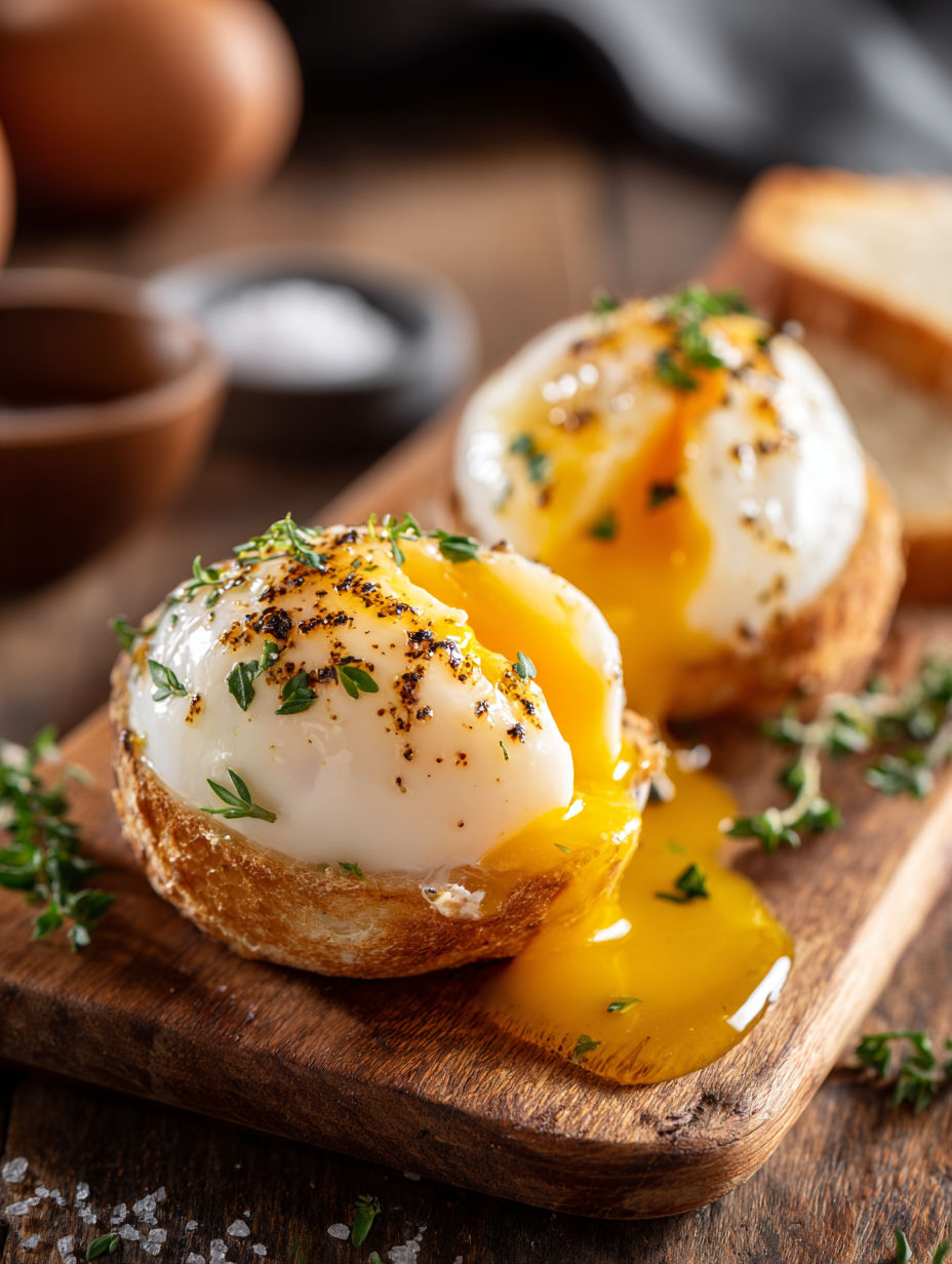 Two eggs with cheese on top.