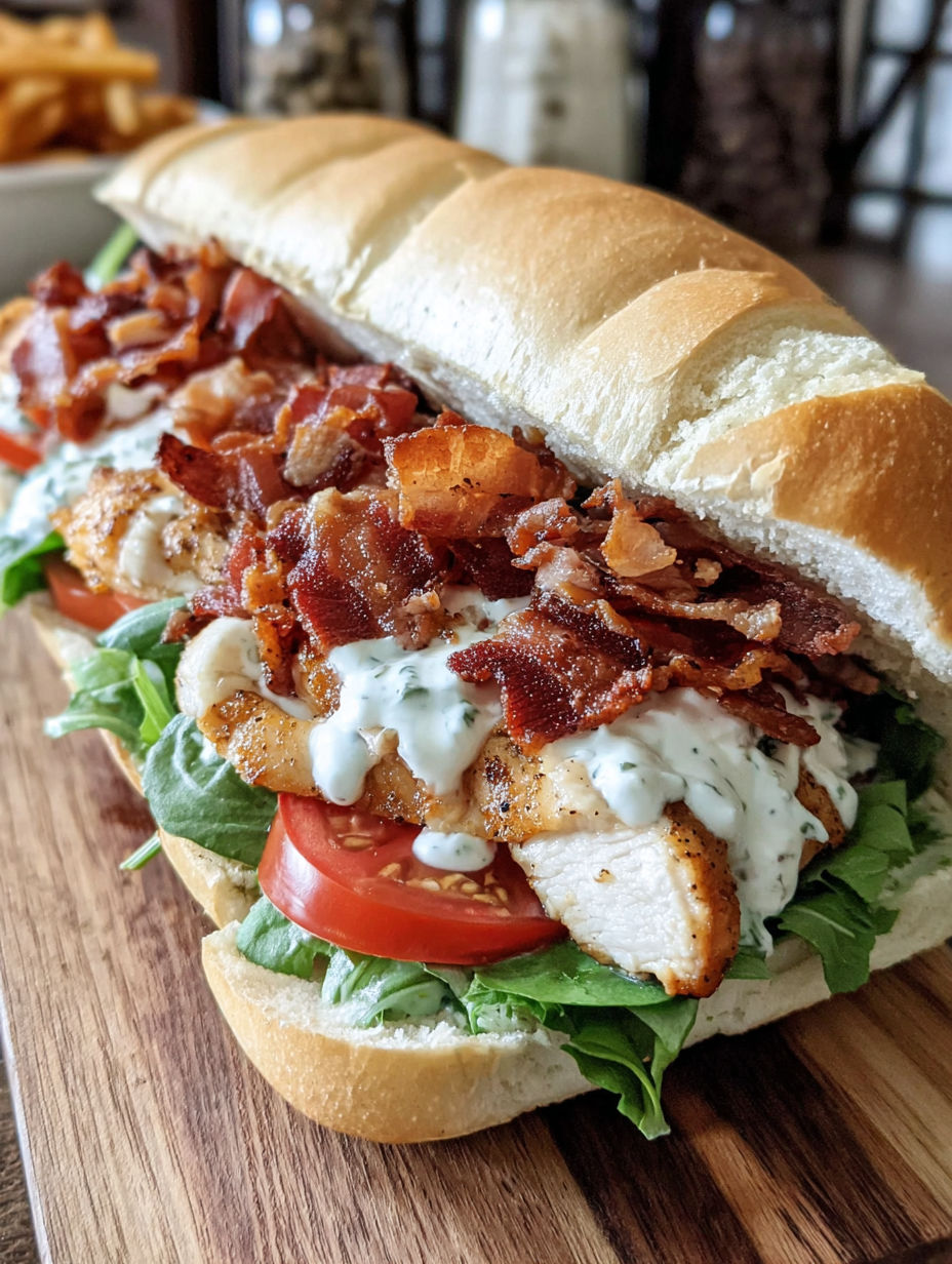 A sandwich with bacon and tomatoes.