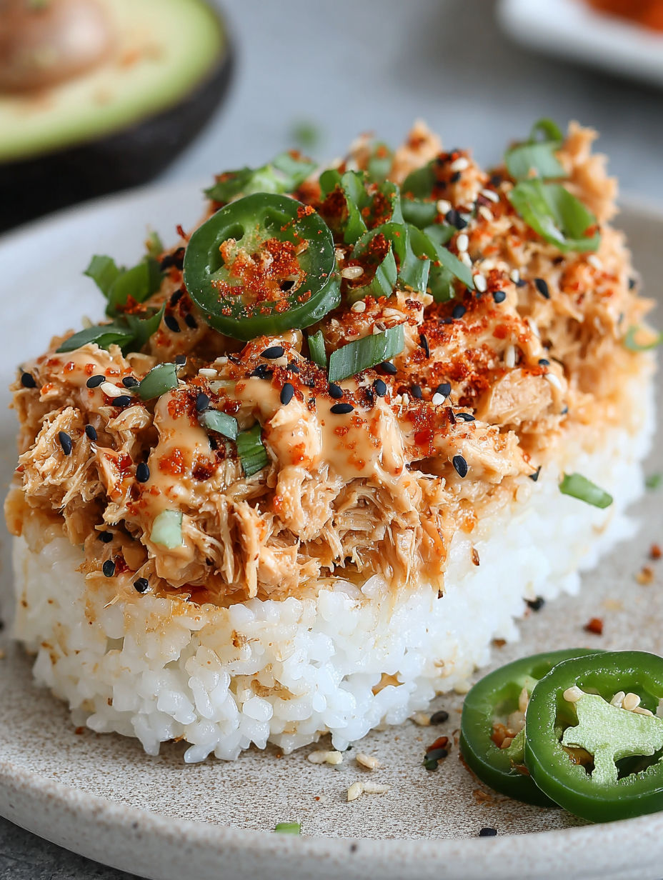 A plate of Spicy Tuna Crispy Rice.