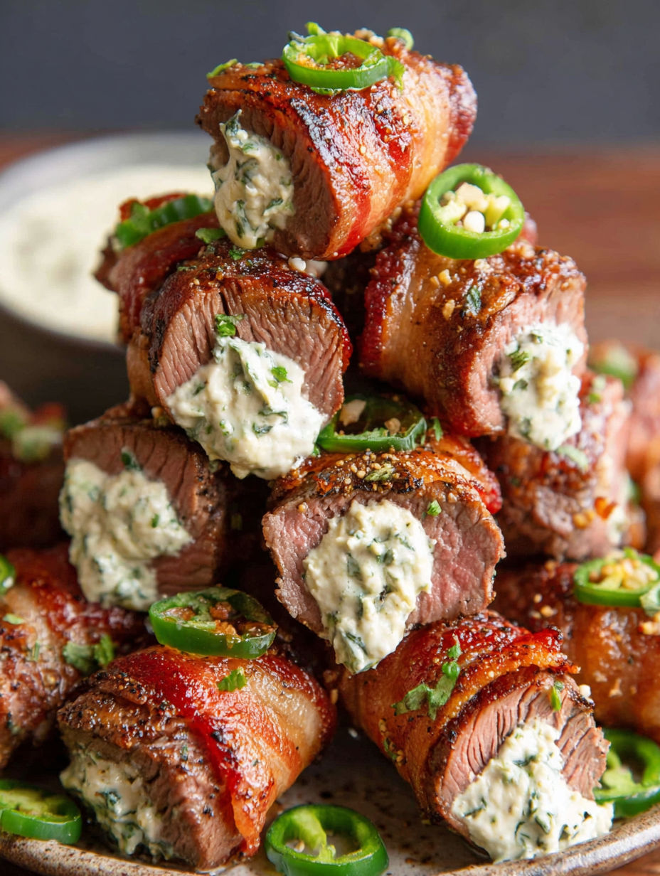 Jalapeño cream cheese venison backstrap poppers.