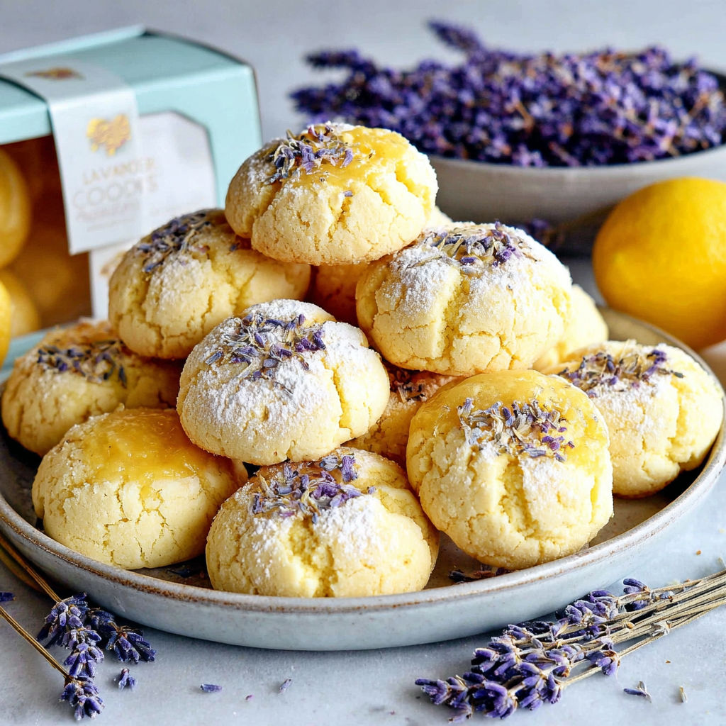 A box of lavender lemon curd cookies.