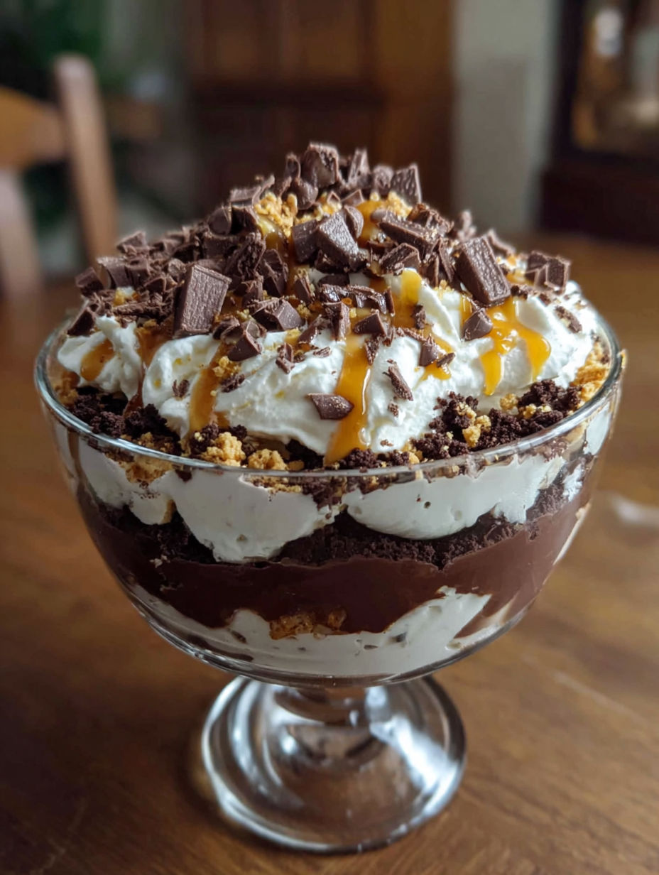 A glass bowl filled with a chocolate dessert.