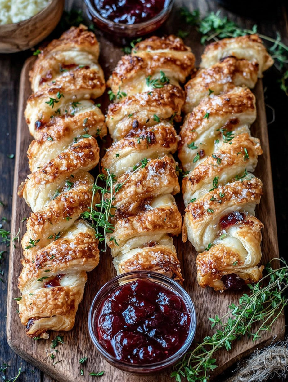 A plate of croissants with jelly on top.