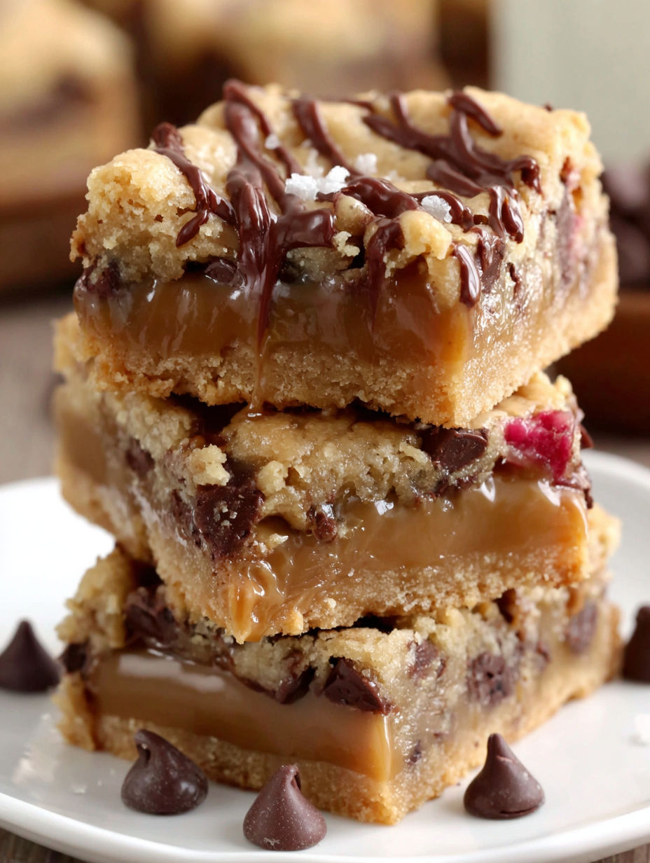 Three pieces of chocolate and caramel bars.