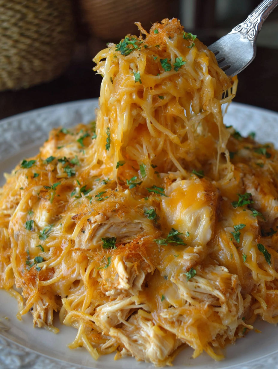 A plate of food with a fork on it.