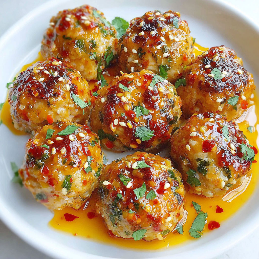 A plate of spicy chicken meatballs.