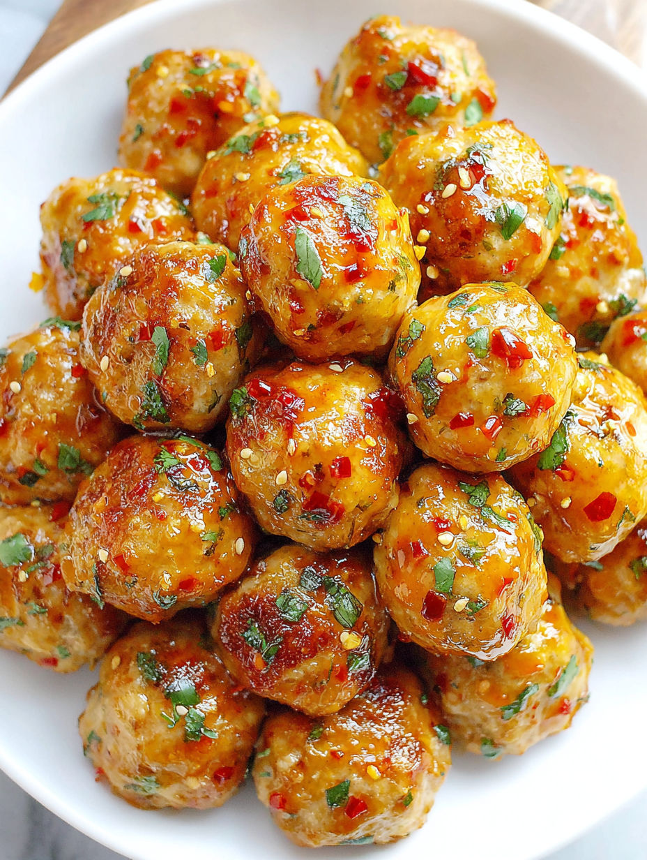 A plate of spicy chicken meatballs.