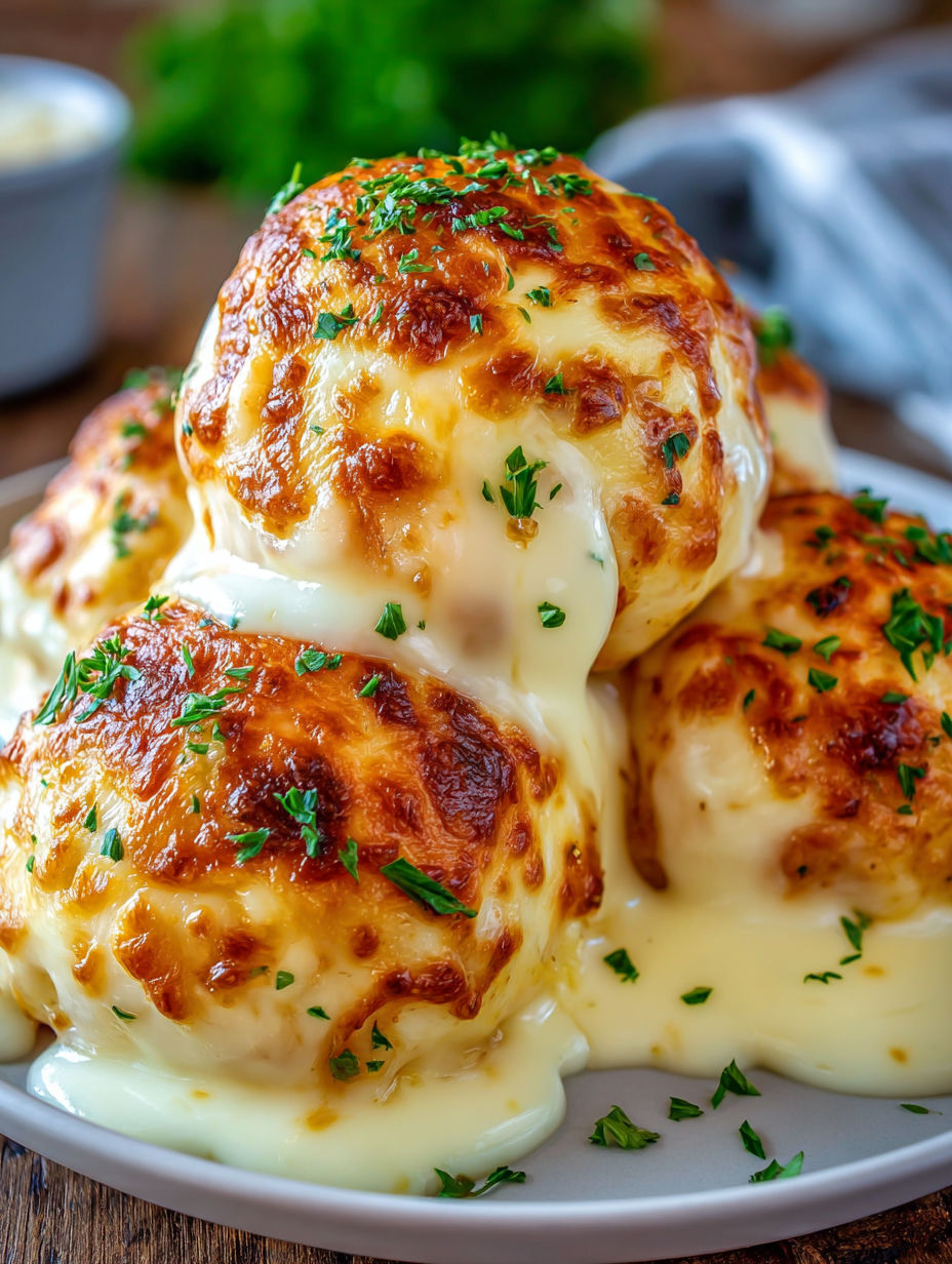 Mozzarella and ranch chicken bombs on a plate.