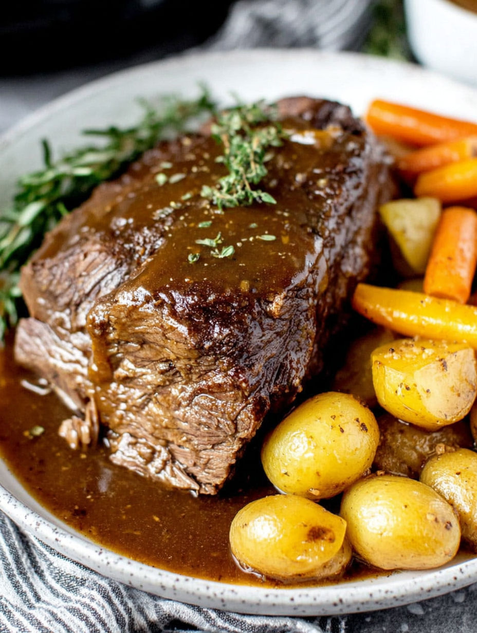 A plate of meat with potatoes and carrots.