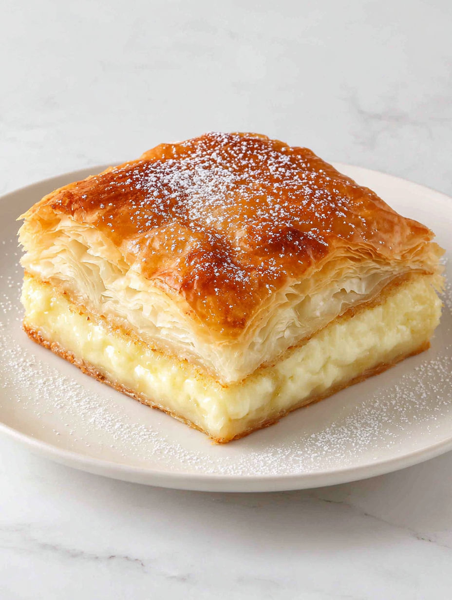 A pastry with powdered sugar on top.