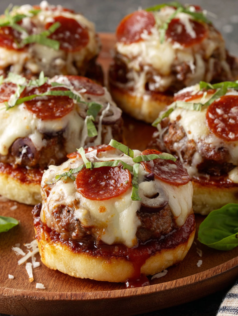 A plate of pizza burgers.