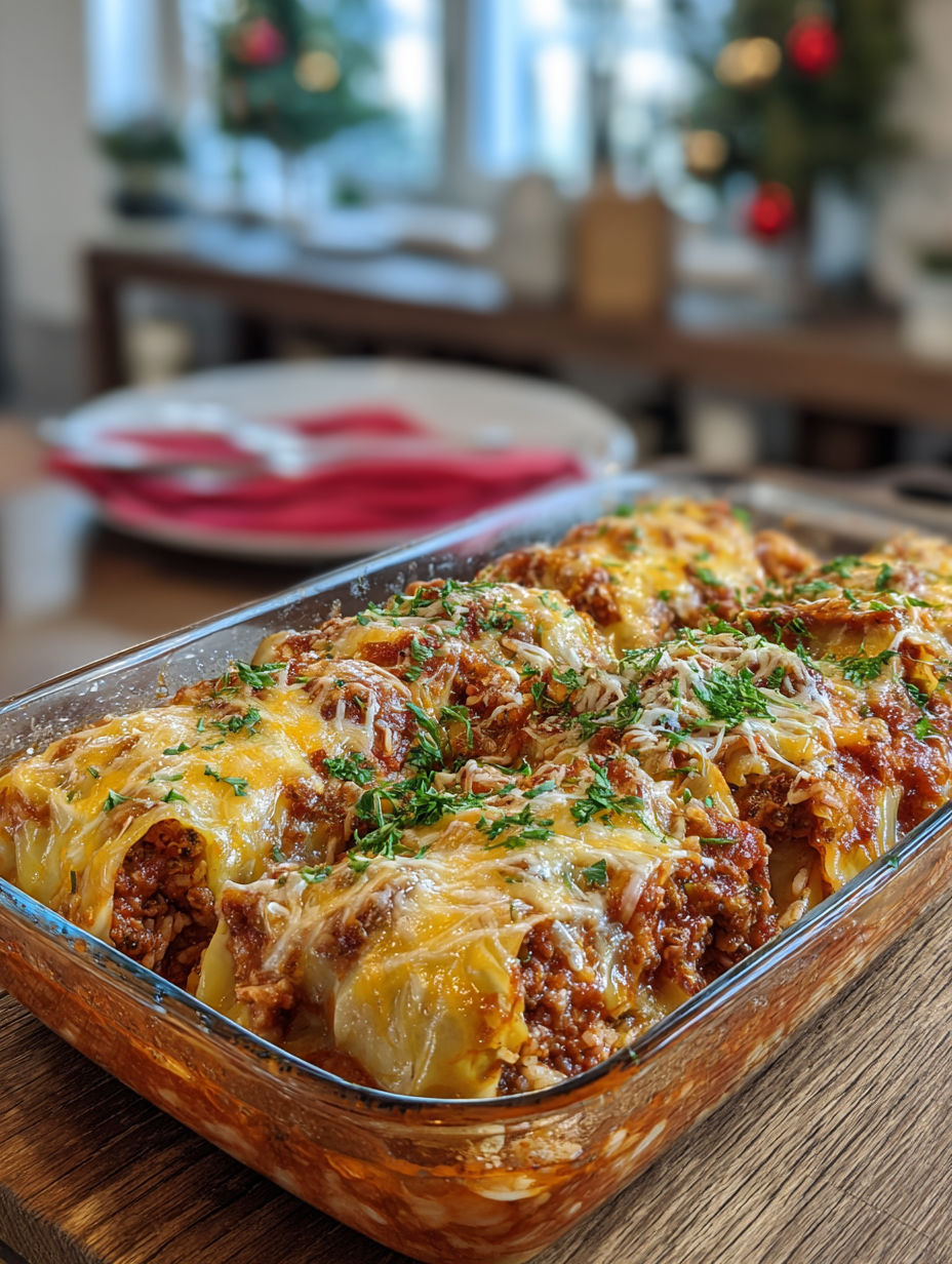A dish of food with cheese and herbs.